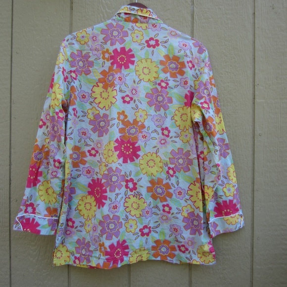 Victoria's Secret Pajama top womens L Floral Flower Pockets Cotton Soft Comfy - Picture 4 of 14